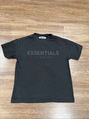 Essentials Black Tonal Logo Crew Tee